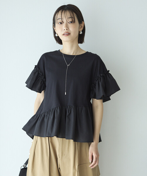 Firsthand(ファーストハンド)の「Firsthand/ファーストハンド オーガニックコットン フリルスリーブ Tシャツ(Tシャツ/カットソー・レディース・ブラック/ピンク/ホワイト・FREE)」の13枚目の写真