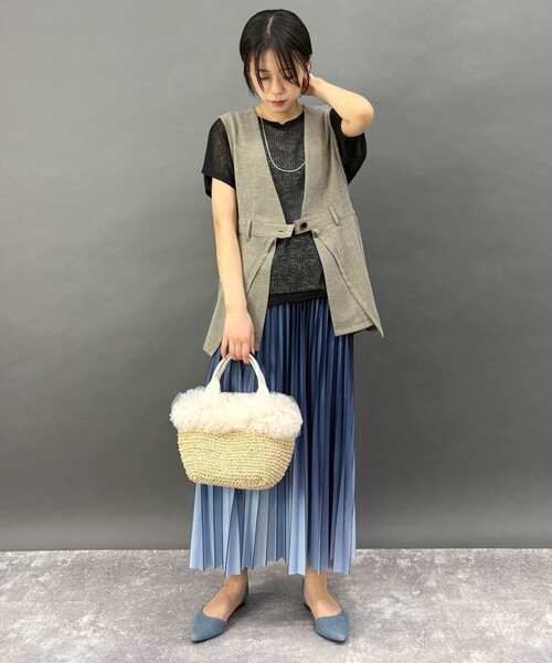 NICOLE white（ニコルホワイト）の「【WEB限定】フリルバッグ（かごバッグ・レディース・オフホワイト/ダークブラウン・FREE）」の9枚目の写真