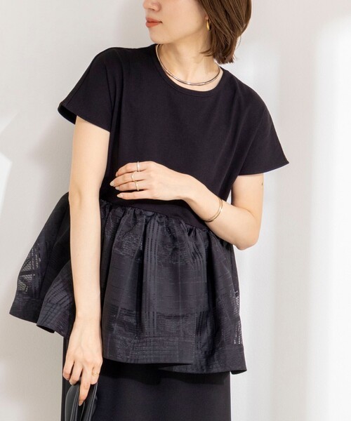 NOLLEY’S(ノーリーズ)の「ウォッシャブル布帛切り替えプルオーバー(Tシャツ/カットソー・レディース・オフホワイト/インディゴブルー/ブラック・FREE)」の3枚目の写真