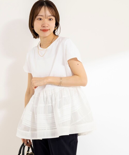 NOLLEY’S(ノーリーズ)の「ウォッシャブル布帛切り替えプルオーバー(Tシャツ/カットソー・レディース・オフホワイト/インディゴブルー/ブラック・FREE)」の8枚目の写真