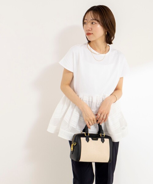 NOLLEY’S(ノーリーズ)の「ウォッシャブル布帛切り替えプルオーバー(Tシャツ/カットソー・レディース・オフホワイト/インディゴブルー/ブラック・FREE)」の9枚目の写真