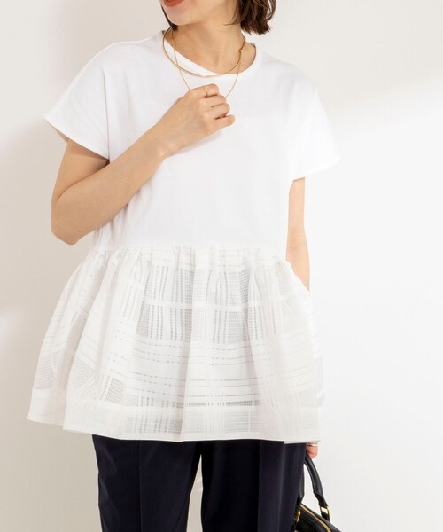 NOLLEY’S(ノーリーズ)の「ウォッシャブル布帛切り替えプルオーバー(Tシャツ/カットソー・レディース・オフホワイト/インディゴブルー/ブラック・FREE)」の13枚目の写真