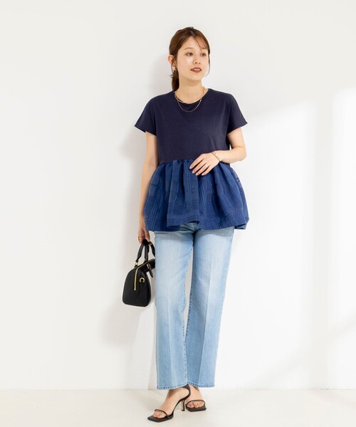 NOLLEY’S(ノーリーズ)の「ウォッシャブル布帛切り替えプルオーバー(Tシャツ/カットソー・レディース・オフホワイト/インディゴブルー/ブラック・FREE)」の14枚目の写真