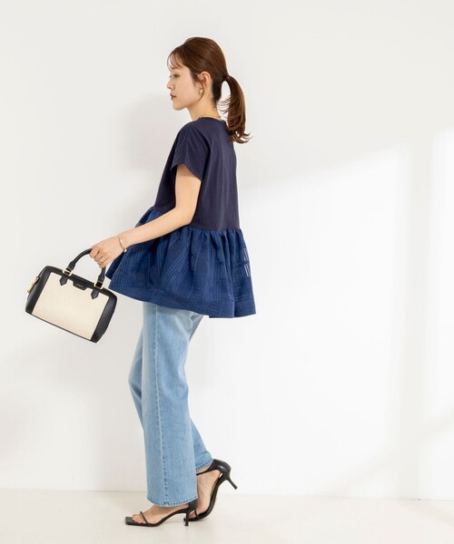 NOLLEY’S(ノーリーズ)の「ウォッシャブル布帛切り替えプルオーバー(Tシャツ/カットソー・レディース・オフホワイト/インディゴブルー/ブラック・FREE)」の15枚目の写真
