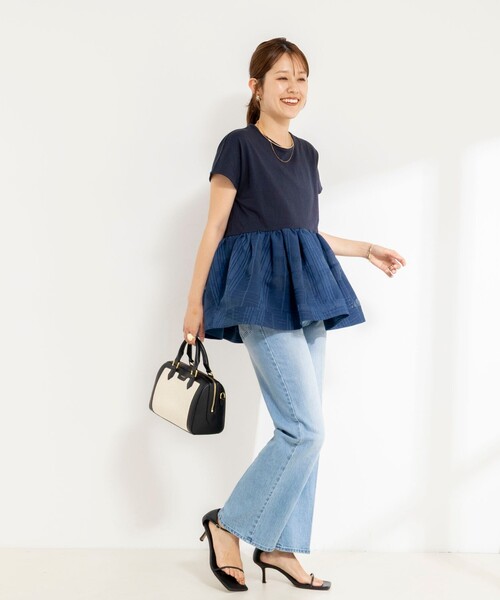NOLLEY’S(ノーリーズ)の「ウォッシャブル布帛切り替えプルオーバー(Tシャツ/カットソー・レディース・オフホワイト/インディゴブルー/ブラック・FREE)」の17枚目の写真
