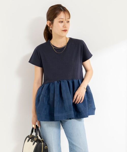 NOLLEY’S(ノーリーズ)の「ウォッシャブル布帛切り替えプルオーバー(Tシャツ/カットソー・レディース・オフホワイト/インディゴブルー/ブラック・FREE)」の18枚目の写真