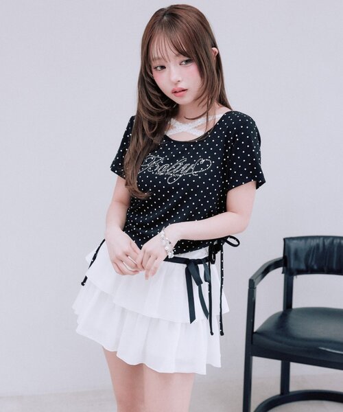 OLIVE des OLIVE(オリーブデオリーブ)の「リボンティアードスカート(スカート・レディース・ブラック系その他/オフホワイト/ブラック・FREE)」の15枚目の写真