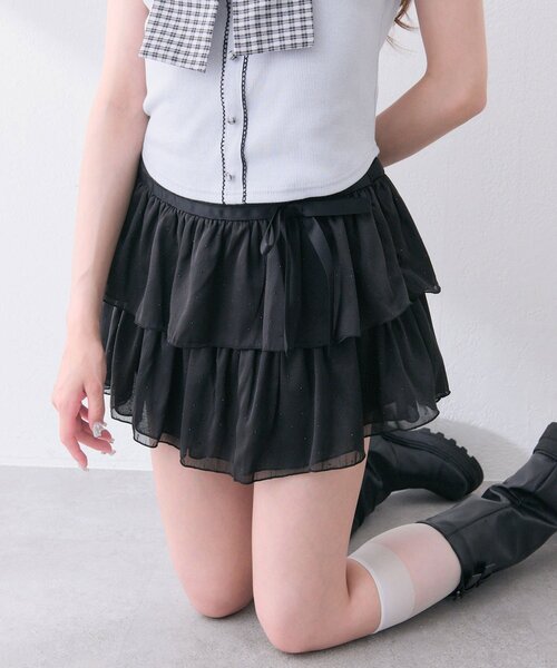 OLIVE des OLIVE(オリーブデオリーブ)の「リボンティアードスカート(スカート・レディース・ブラック系その他/オフホワイト/ブラック・FREE)」の19枚目の写真