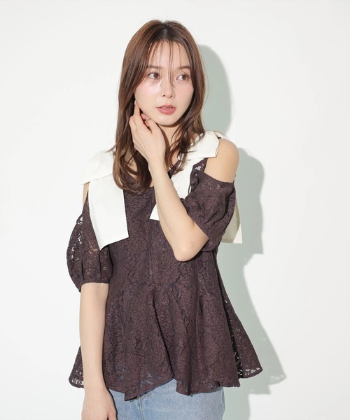 Mystrada(マイストラーダ)の「肩リボンペプラムブラウス(シャツ/ブラウス・レディース・ホワイト/ブラウン・38/36)」の8枚目の写真