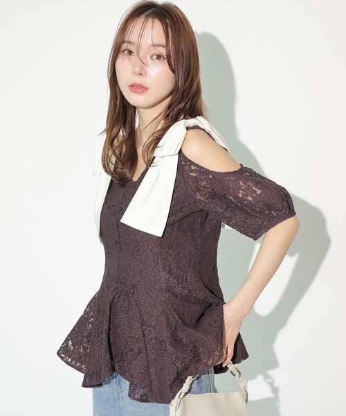 Mystrada(マイストラーダ)の「肩リボンペプラムブラウス(シャツ/ブラウス・レディース・ホワイト/ブラウン・38/36)」の10枚目の写真