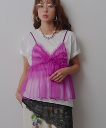 【接触冷感】【イージーケア】レイヤードレースTシャツ