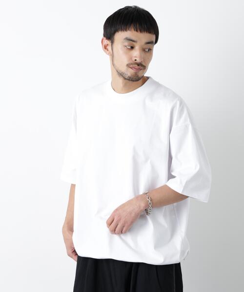 NANO universe(ナノユニバース)の「「モダンコンフォート」ハイゲージシルケットワイドモックネック(Tシャツ/カットソー・メンズ・ブラック/ブルーグレー/ホワイト/ダークブラウン・L/S/M)」の2枚目の写真