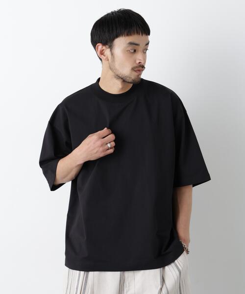 NANO universe(ナノユニバース)の「「モダンコンフォート」ハイゲージシルケットワイドモックネック(Tシャツ/カットソー・メンズ・ブラック/ブルーグレー/ホワイト/ダークブラウン・L/S/M)」の3枚目の写真