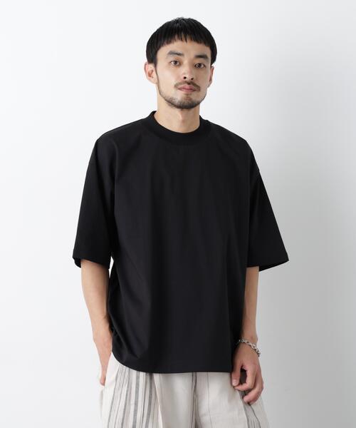 NANO universe(ナノユニバース)の「「モダンコンフォート」ハイゲージシルケットワイドモックネック(Tシャツ/カットソー・メンズ・ブラック/ブルーグレー/ホワイト/ダークブラウン・L/S/M)」の5枚目の写真