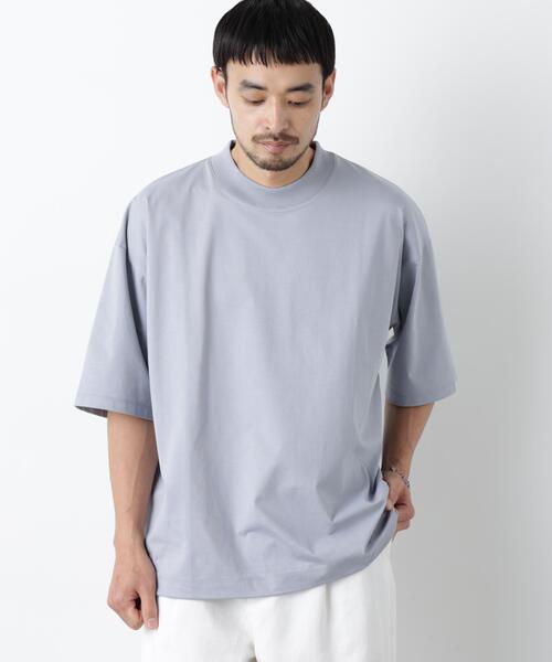 NANO universe(ナノユニバース)の「「モダンコンフォート」ハイゲージシルケットワイドモックネック(Tシャツ/カットソー・メンズ・ブラック/ブルーグレー/ホワイト/ダークブラウン・L/S/M)」の18枚目の写真