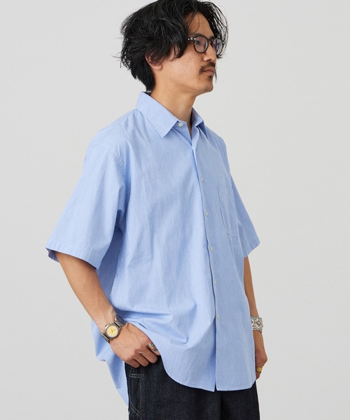 Lee(リー)の「Lee/リー ハーフスリーブワークシャツ ライトウエイトコードレーン(シャツ/ブラウス・メンズ・ホワイト/ブルー・MEDIUM/LARGE/X-LARGE/SMALL)」の6枚目の写真