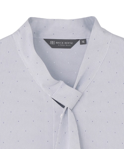TOKYO SHIRTS（トウキョウシャツ）の「【吸水速乾】【COFREX】ループボウタイ ブラウス 五分袖 レディースデザインシャツ（シャツ/ブラウス・レディース・ブルー・S/M/L/LL）」の3枚目の写真
