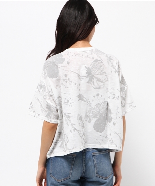 OUTLET（アウトレット）の「【Discoat】TCスラブ発泡花柄P/O（Tシャツ/カットソー・レディース・グレー/オフホワイト・LARGE/MEDIUM）」の5枚目の写真