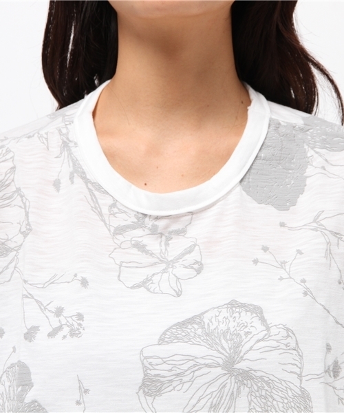 OUTLET（アウトレット）の「【Discoat】TCスラブ発泡花柄P/O（Tシャツ/カットソー・レディース・グレー/オフホワイト・LARGE/MEDIUM）」の6枚目の写真