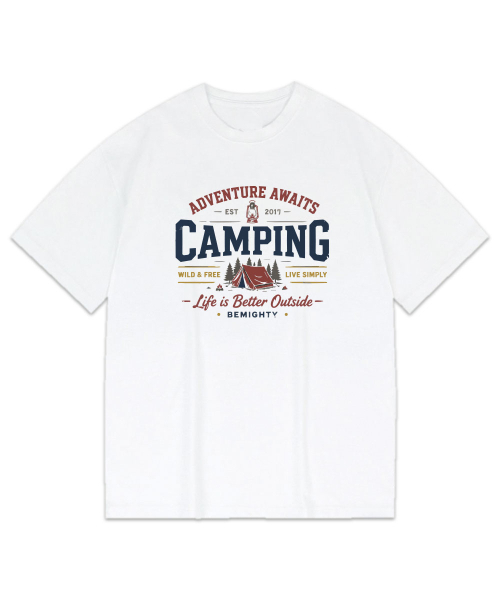 BEMIGHTY（ビーマイティー）の「キャンピングヴィンテージドローイングオーバーサイズ半袖Tシャツ[メランジェグレー]（Tシャツ/カットソー・メンズ・その他・LARGE/X-LARGE/XX-LARGE）」の2枚目の写真
