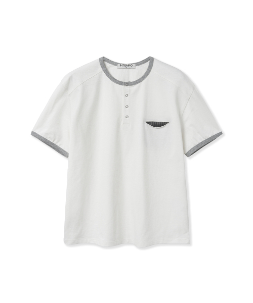 INTEMPOMOOD(インテンポムード)の「リングチェックポケットヘンリーネックTシャツ : 3カラー(Tシャツ/カットソー・メンズ・グレー/アイボリー/ブラック・MEDIUM/LARGE)」の22枚目の写真