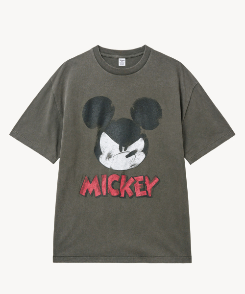 VTWO(ブイツー)の「フェイドウォッシングフェイス_ミッキー_ Tシャツ (チャコール)(Tシャツ/カットソー・レディース・その他・LARGE/MEDIUM)」の2枚目の写真