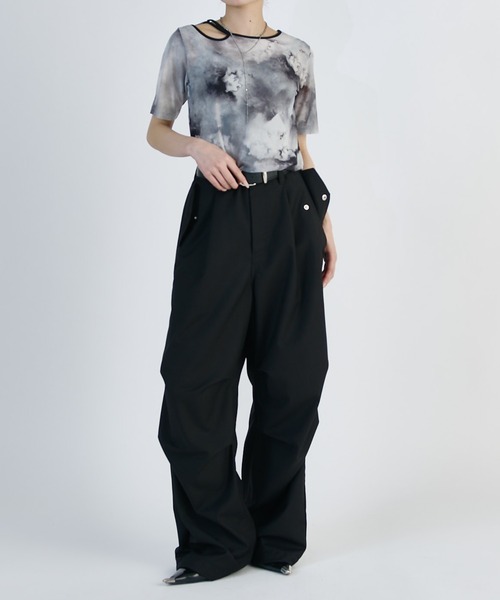 Lui's（ルイス）の「衿デザインシアーマーブル半袖プルオーバー（Tシャツ/カットソー・レディース・ブラック/グレー/ブラウン・FREE）」の16枚目の写真