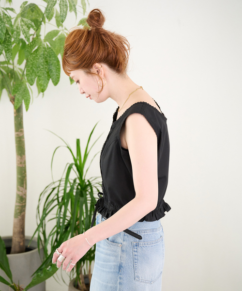 B.C STOCK(ベーセーストック)の「【ZOZO先行販売】手洗い可 / Gleamy / グリーミー レースノースリブラウス(シャツ/ブラウス・レディース・ブルー系その他/ホワイト/ブラック・FREE)」の21枚目の写真