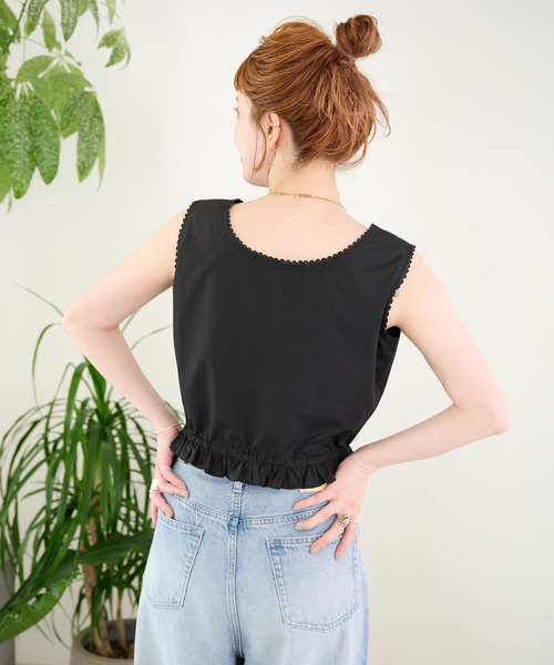 B.C STOCK(ベーセーストック)の「【ZOZO先行販売】手洗い可 / Gleamy / グリーミー レースノースリブラウス(シャツ/ブラウス・レディース・ブルー系その他/ホワイト/ブラック・FREE)」の20枚目の写真