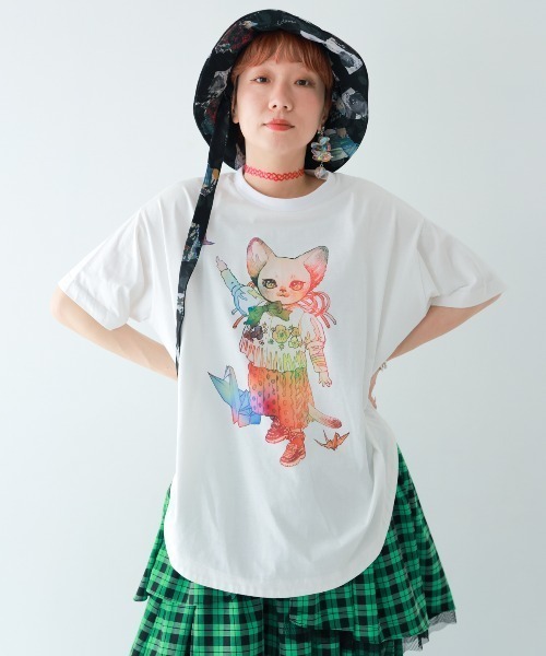 unica(ユニカ)の「夢あそびイラストまんまるTシャツ(Tシャツ/カットソー・レディース・ホワイト系3/ホワイト系1/ホワイト系2・FREE)」の2枚目の写真