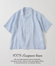 B.C STOCK（ベーセーストック）の「ヨーロッパリネン100% オープン半袖シャツ（シャツ/ブラウス）」