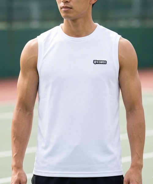 K-SWISS(ケースイス)の「【K-SWISS/ケースイス】K2512-1 吸汗速乾ドライノースリーブシャツ/4色展開|タンクトップ ランニング トレーニング スポーツ メンズ 夏(タンクトップ・メンズ・ブラック/ネイビー/ライム/ホワイト・X-LARGE/LARGE/MEDIUM)」の5枚目の写真