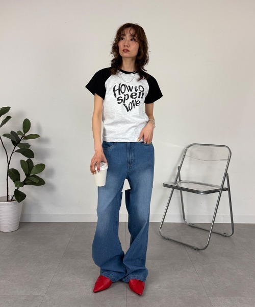 mellomela.(メロメラ)の「ビッグロゴラグランTシャツ(Tシャツ/カットソー・レディース・ブラック/レッド・FREE)」の9枚目の写真