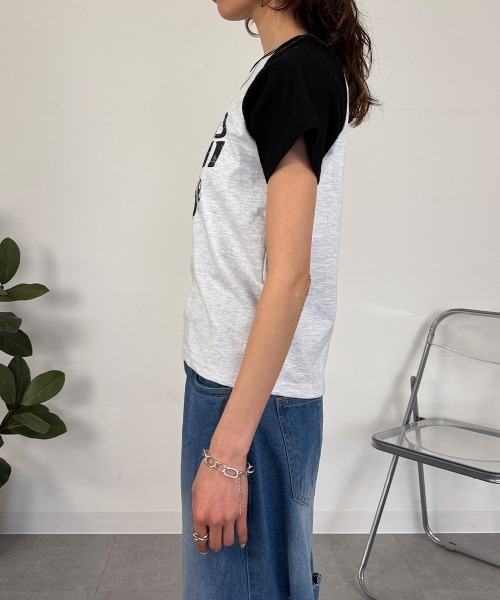 mellomela.(メロメラ)の「ビッグロゴラグランTシャツ(Tシャツ/カットソー・レディース・ブラック/レッド・FREE)」の15枚目の写真