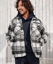 1minute 1second（ワンミニットワンセカンド）の「mj11690-faux leather trim check boa CPO jacket チェックボアジャケット(1M26A140)（その他アウター）」