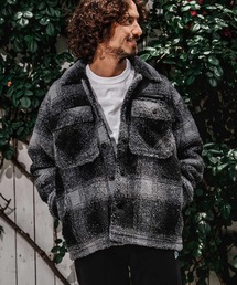 1minute 1second（ワンミニットワンセカンド）の「mj11690-faux leather trim check boa CPO jacket チェックボアジャケット(1M26A140)（その他アウター）」