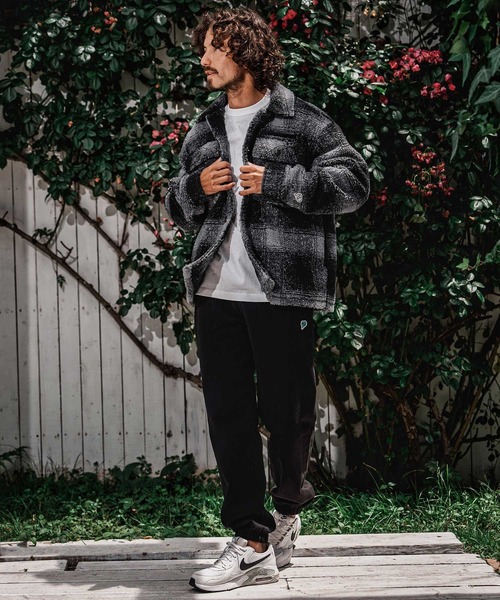1minute 1second(ワンミニットワンセカンド)の「mj11690-faux leather trim check boa CPO jacket チェックボアジャケット(1M26A140)(その他アウター・メンズ・ホワイト×ブラック/グレー系その他/レッド系その他・S/M/L/XL)」の6枚目の写真