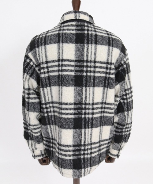 1minute 1second(ワンミニットワンセカンド)の「mj11690-faux leather trim check boa CPO jacket チェックボアジャケット(1M26A140)(その他アウター・メンズ・ホワイト×ブラック/グレー系その他/レッド系その他・S/M/L/XL)」の18枚目の写真