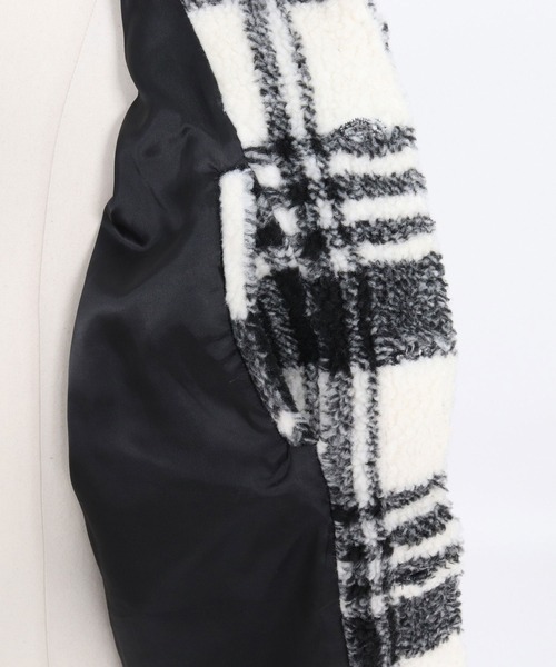 1minute 1second(ワンミニットワンセカンド)の「mj11690-faux leather trim check boa CPO jacket チェックボアジャケット(1M26A140)(その他アウター・メンズ・ホワイト×ブラック/グレー系その他/レッド系その他・S/M/L/XL)」の15枚目の写真