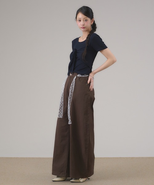 apres jour mignon(アプレジュールミニョン)の「スカーフ付きトップス(Tシャツ/カットソー・レディース・モカ/ネイビー/オフホワイト・LARGE/フリー)」の7枚目の写真