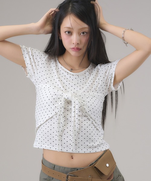 apres jour mignon(アプレジュールミニョン)の「スカーフ付きトップス(Tシャツ/カットソー・レディース・モカ/ネイビー/オフホワイト・LARGE/フリー)」の11枚目の写真