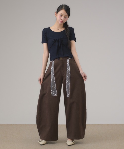 apres jour mignon(アプレジュールミニョン)の「スカーフ付きトップス(Tシャツ/カットソー・レディース・モカ/ネイビー/オフホワイト・LARGE/フリー)」の17枚目の写真