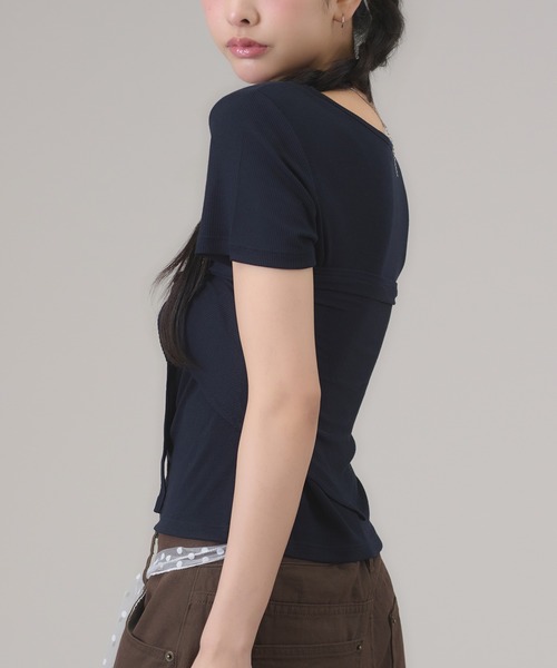 apres jour mignon(アプレジュールミニョン)の「スカーフ付きトップス(Tシャツ/カットソー・レディース・モカ/ネイビー/オフホワイト・LARGE/フリー)」の16枚目の写真
