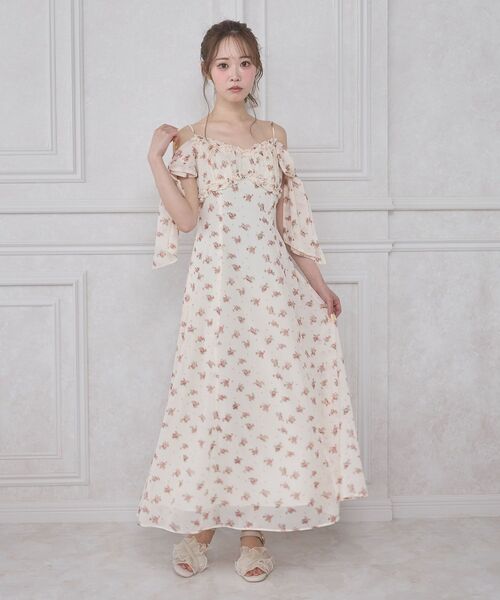 MAJESTIC LEGON（マジェスティックレゴン）の「リボンスリーブシフォンキャミワンピース（ワンピース・レディース・グリーン系その他/ホワイト系その他/レッド系その他2・MEDIUM/SMALL）」の14枚目の写真