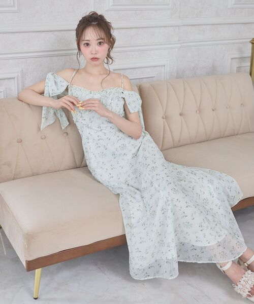 MAJESTIC LEGON(マジェスティックレゴン)の「リボンスリーブシフォンキャミワンピース(ワンピース・レディース・グリーン系その他/ホワイト系その他/レッド系その他2・MEDIUM/SMALL)」の6枚目の写真