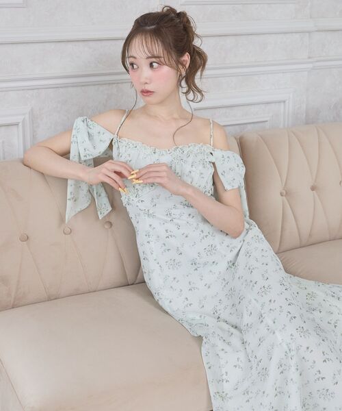 MAJESTIC LEGON(マジェスティックレゴン)の「リボンスリーブシフォンキャミワンピース(ワンピース・レディース・グリーン系その他/ホワイト系その他/レッド系その他2・MEDIUM/SMALL)」の7枚目の写真