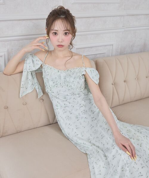 MAJESTIC LEGON(マジェスティックレゴン)の「リボンスリーブシフォンキャミワンピース(ワンピース・レディース・グリーン系その他/ホワイト系その他/レッド系その他2・MEDIUM/SMALL)」の8枚目の写真
