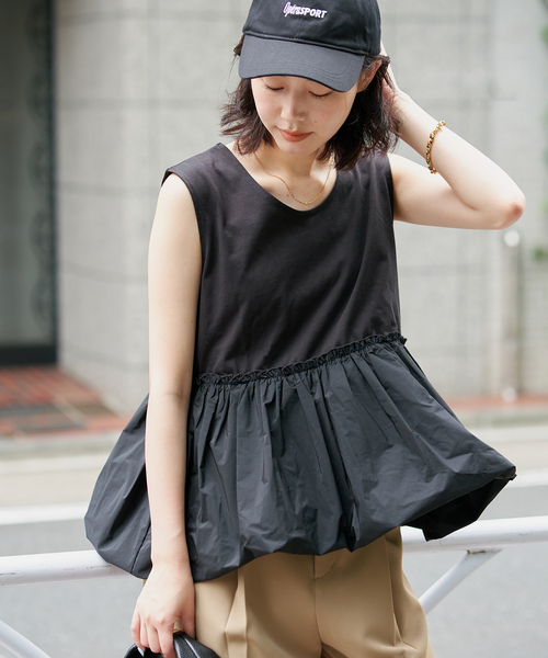 SLOBE IENA(スローブイエナ)の「バルーンコンビカットソー(Tシャツ/カットソー・レディース・ブラック/ホワイト・FREE)」の5枚目の写真