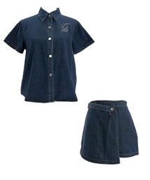 mindseeker（マインドシーカー）の「Rhinestone Lettering Denim Set / レタリングラインストーンデニムセット 2点セット（セットアップ）」