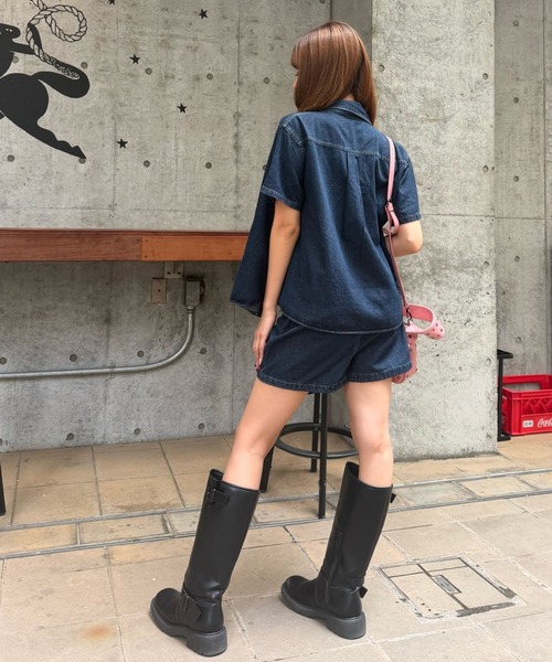 mindseeker girls(マインドシーカーガールズ)の「Rhinestone Lettering Denim Set / レタリングラインストーンデニムセット 2点セット(デニムジャケット・レディース・インディゴブルー・FREE)」の3枚目の写真
